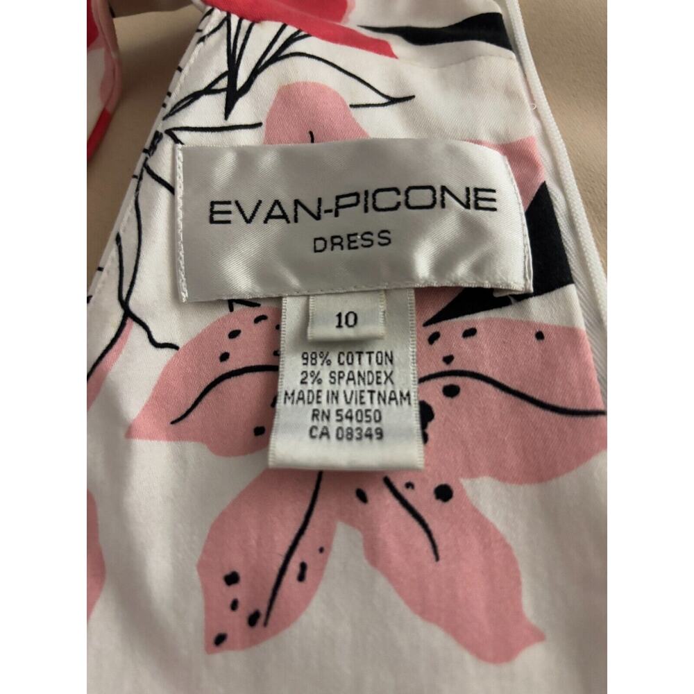 Evan Picone Sheath Dress Womens 10 White Floral Halter Neck Sleeveless Back Zip - Picture 7 of 9